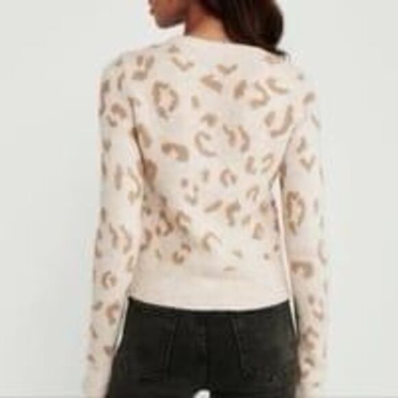 Abercrombie & Fitch Women’s Medium Tan Cream Leopard Cardigan Sweater - Picture 2 of 10